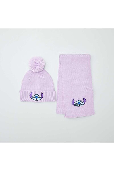 KIABI طقم قبعة ووشاح مضلع من 'ديزني' 'ستيتش' - طقم مكون من قطعتين باللون الأر...