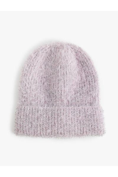 Koton Plush Knitted Beanie - Glitter and Layered Brim