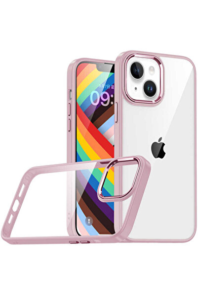 halkhouse iPhone 14 Kılıf Renkli Kamera Çerçeveli Silikon Esnek Şık Flora Kapak