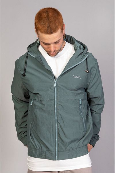 LTC Jeans Ανδρικό Water green Hooded Crinkle ελαφρύ ανοιξιάτικο μπουφάν