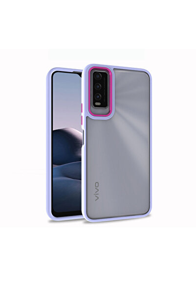 halkhouse VİVO Y20 Kılıf Renkli Kamera Çerçeveli Silikon Esnek Şık Flora Kapak