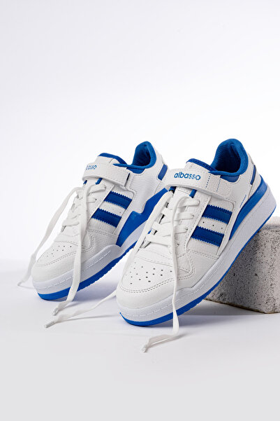 albasso Unisex Spor Sneaker Ayakkabı Beyaz Saks