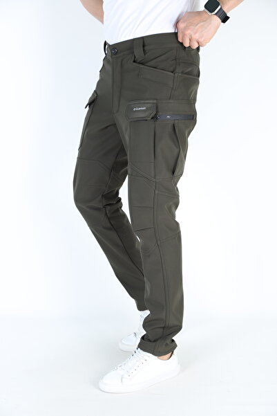 JAGER FABEL Khaki Outdoor Winter Softgel with Fleece Inside Tactical Outdoor Multipurpose Camping Trekking Pantalon