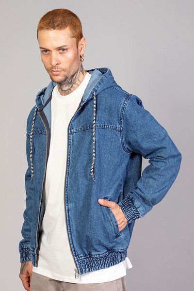 LTC Jeans Ανδρικό τζιν μπουφάν Marsian Blue με κουκούλα