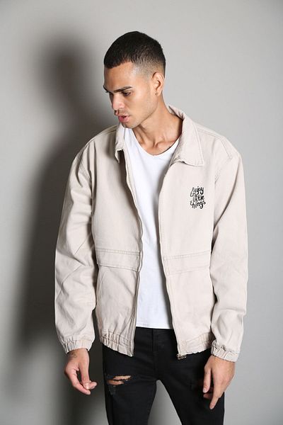LTC Jeans Ανδρικό τζιν μπουφάν με φερμουάρ σε μπεζ στάμπα