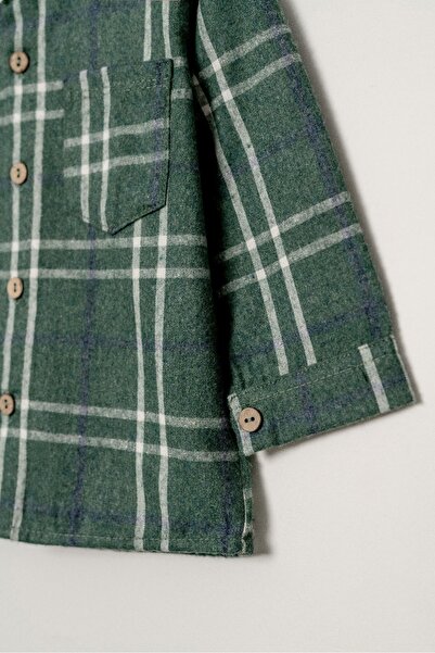 Aydodo Cep Detaylı Dokuma Desenli Bebek Gömleği