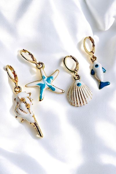 PETEK AKSESUAR Sea Shell 4 Piece Earring Set