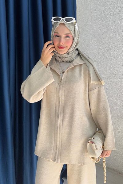 lurex moda Σετ πλεκτά με φερμουάρ