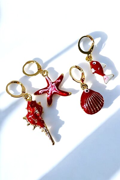 PETEK AKSESUAR Sea Shell 4 Piece Earring Set