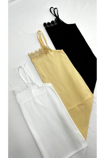 Lunamiratto Black and White Women's Undershirt - 3 Pack Economical, Cotton and Lycra Strap