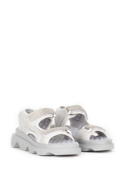 Dericlub Dericlub Women's Velcro Double Strap Stone Sandals Zy 7901 Gray