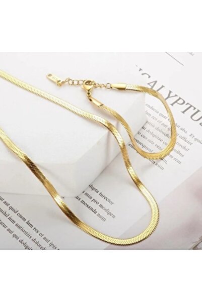 Doğaltaş Lazerizi Özelleştirilebilir Çelik İtalyan Bileklik + Kolye Seti