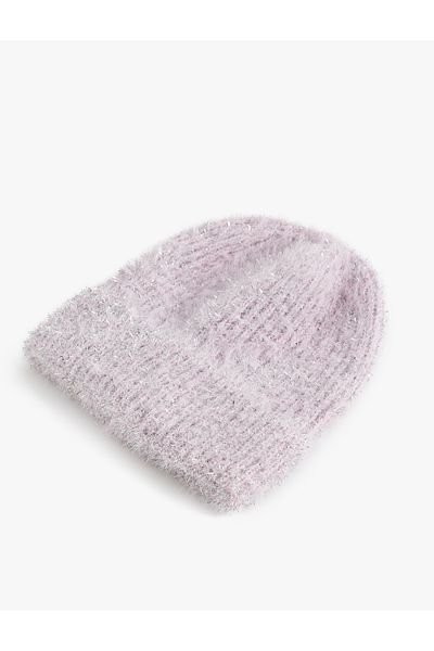 Koton Plush Knitted Beanie - Glitter and Layered Brim