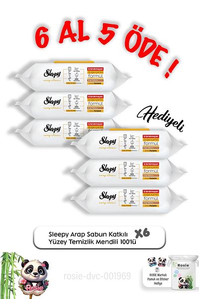 Sleepy 100 Pack Soap Surface Wipes - Buy 6 and Pay 5 Rosie Cotton