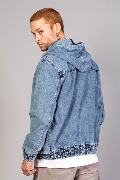 LTC Jeans Ανδρικό τζιν μπουφάν Marsian Blue Oversize - Hooded and Snow Washed