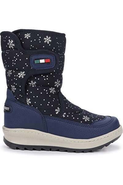 Kid's World Kar Desenli Cırtlı Kız Çocuk Kar Bot Ayakkabı Kürklü