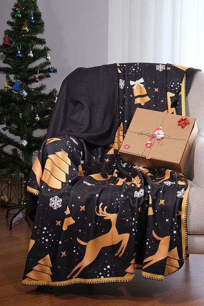 moris home CHRISTMAS PATTERNED TELEVISION BLANKET 130X170