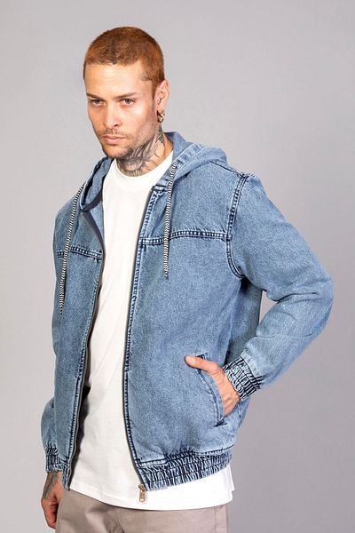 LTC Jeans Ανδρικό τζιν μπουφάν Marsian Blue Oversize - Hooded and Snow Washed