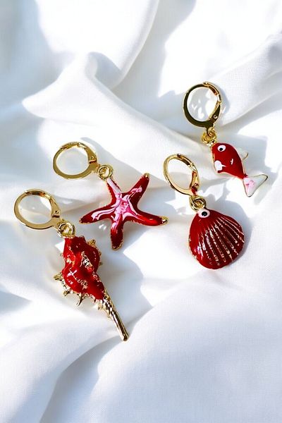 PETEK AKSESUAR Sea Shell 4 Piece Earring Set