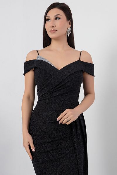 PULLIMM Rochie de seara cu piept cu fanta cu detalii de piatra - 39950