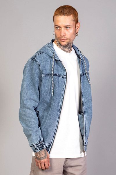 LTC Jeans Ανδρικό τζιν μπουφάν Marsian Blue Oversize - Hooded and Snow Washed