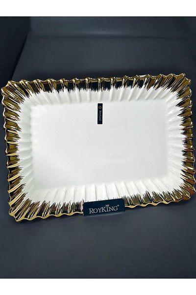 ROY KING طبق عرض مستطيل ذهبي من ROYKING مقاس 36*25