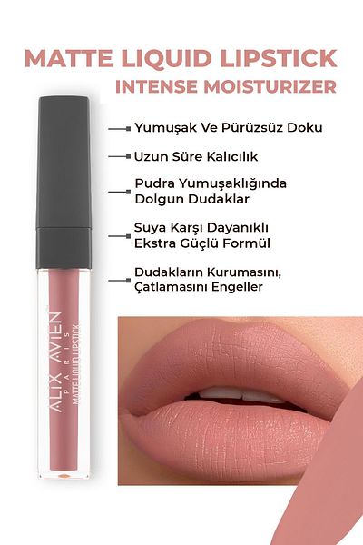 Alix Avien 505 Nude Pink Matte Finish Liquid Lipstick - 8 Hour Lasting Effect - Matte Liquid Lipstick