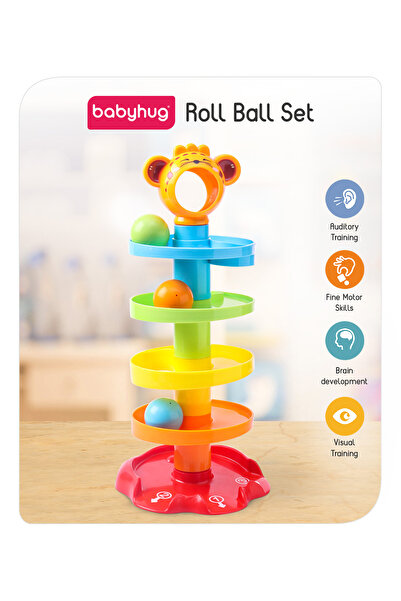 Babyhug Babyhug Tiger Shaped Roll Ball Set for Toddlers - Developmental Toy, BPA-Free, 12M+