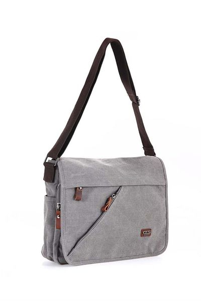 ÇÇS London 31472 - Γκρι καμβάς Messenger Χαρτοφύλακας