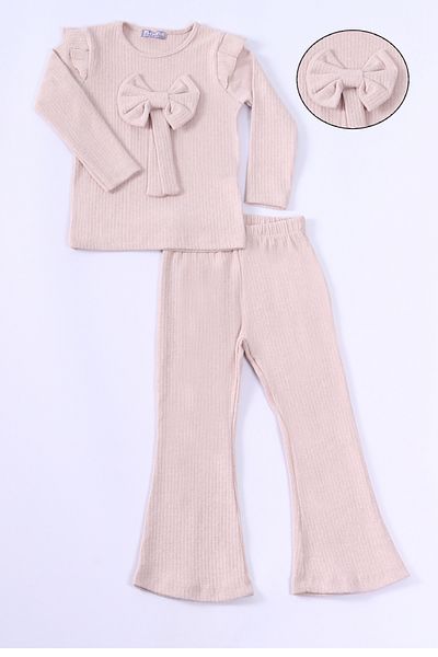HÇM Knitwear Set with Bow for Girl - Solid Color, Spanish Leg E23