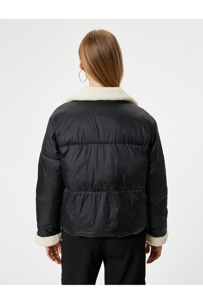 Koton Λούτρινο Λεπτομερές Κοντό Παλτό - Τσέπη με φερμουάρ