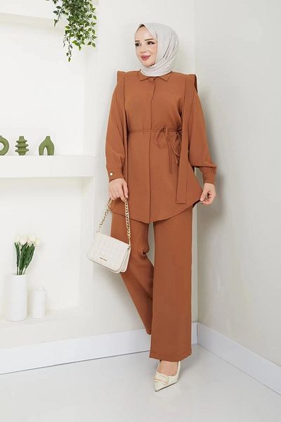 Tesettür Diyarı Linda Fabric Dora Model Hijab Σετ Διπλό - Πλακάκι