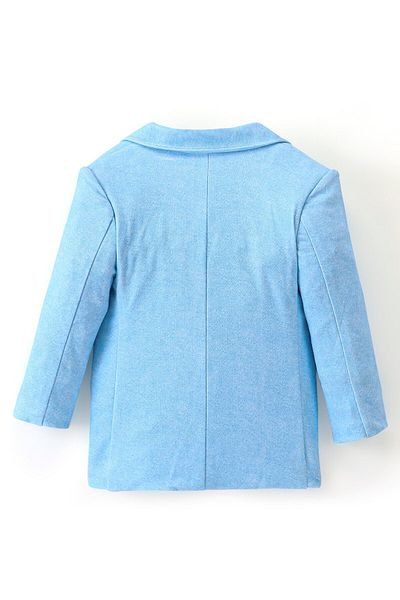 Babyhug Woven Full Sleeves Party Blazer Solid Colour - Light Blue