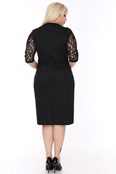 modayız Μαύρο φόρεμα μεγάλου μεγέθους 6C-69323