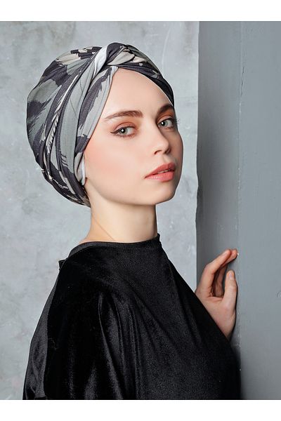 Differenza Khaki Color Tigers Patterned Wrapped Bonnet