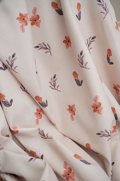 Tuğba Kuğu Printed Panama Fabric (100% Cotton) |   Tiny Tulips