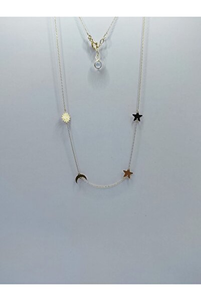 MİNİMAL Minimal Kolye Altin Ay Yıldız Güneş Kolye "cassi"