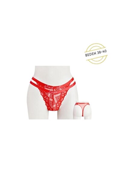 PAPATYA LUXURY LINGERIE Papatya Önü Dantelli Beli Taşlı Yazılı Tanga