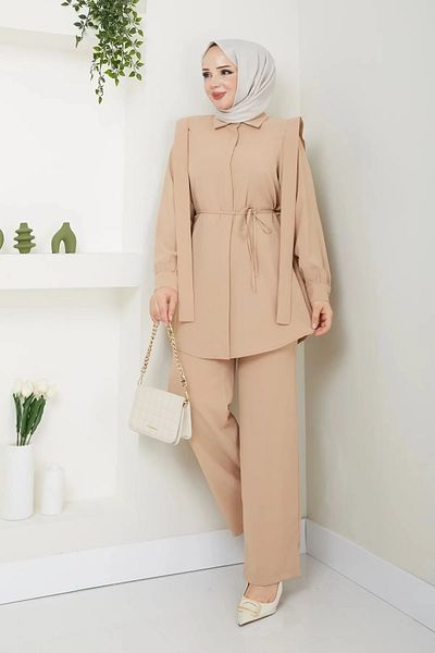 Tesettür Diyarı Linda Fabric Dora Model Hijab Double Set - Salmon