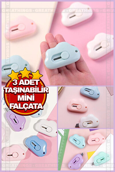 Greathings 3 Adet Taşınabilir Cep Ve Çanta Mini Falçata | Sevimli Bulut Şekli...