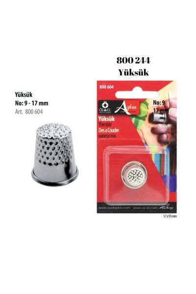 ÖZ-EL AŞ Kapalı Metal Yüksük, Terzi Yüksüğü 18 mm No:10 800 245