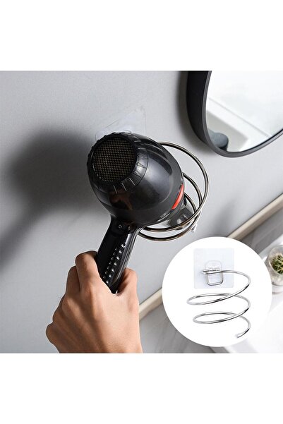 Alper Banyo Adhesive Black Bathroom Blow Dryer Organizer |   Stylish Design |   Easy Assemble