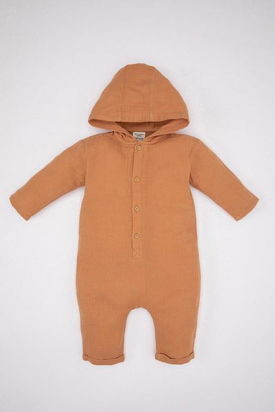 DeFacto Baby Boy Newborn Hooded Muslin Long Sleeve Jumpsuit B9650a524sp