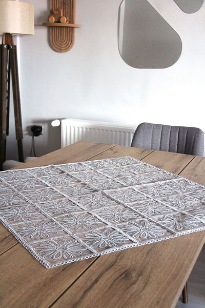 DDHOME 90X90 cm Fiskos Lace Knitted Table - 5001-Papatia