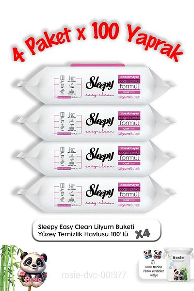 Sleepy Lily Bouquet Surface Cleaning Towels - 100 X 4 Rosie Cotton