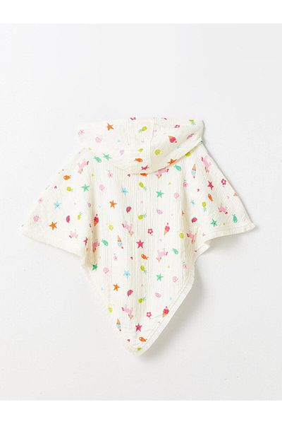 LC Waikiki LCW Baby - Hooded Printed Baby Girl Poncho Towel