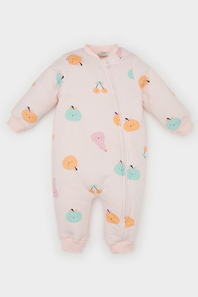 DeFacto Baby-Schlafsack für Mädchen mit Fruchtmuster und Reißverschluss – langärmlig, gekämmte Baumwolle D6804a5ns