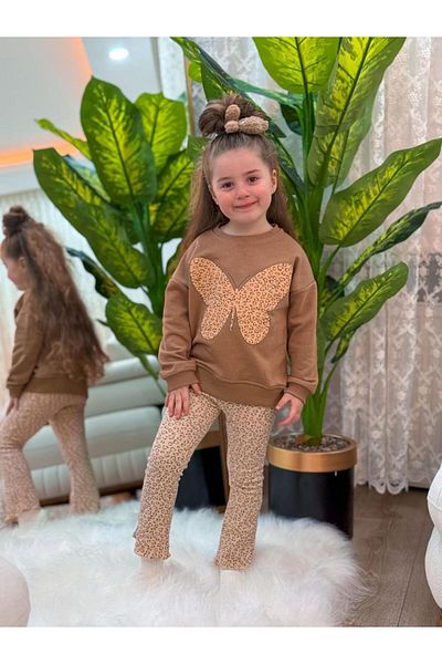 GÖKJOY BUTİK Premium Butterfly Printed Girl's Tights Set