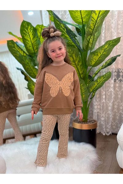 GÖKJOY BUTİK Premium Butterfly Printed Girl's Tights Set