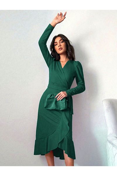 Trendusfashion Μίντι Φόρεμα Scuba Crepe Flywheel - Κομψό και Μοντέρνο Σχέδιο